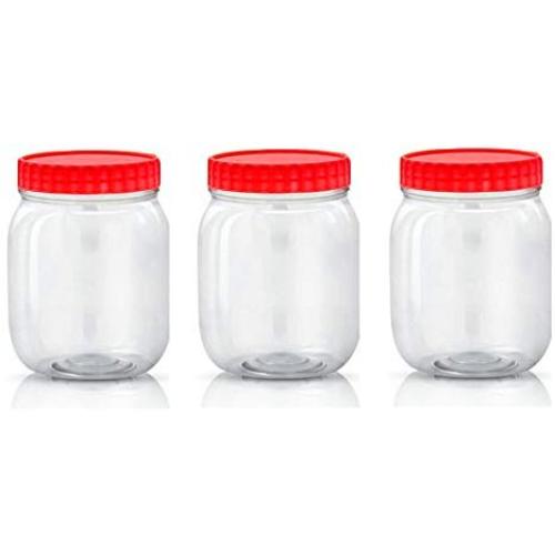 Pack of 3 Sunpet Large Red Top Plastic Food Storage Canisters