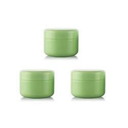 3Pcs 3.3 oz Plastic Round Cosmetic Jars Storage Container Pot Bottle Case Holder with Inner Disc and Lids for Face Cream Eye Shadow Lip Balm Lotion Empty Refillable (Green)