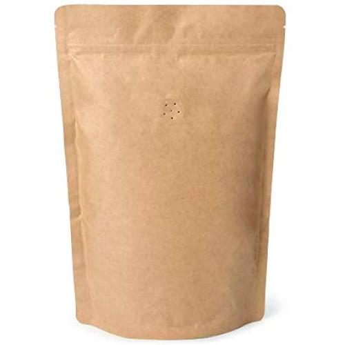 Kraft Paper Stand up Zipper Pouches Coffee Bags Coffee Pouches with Valve (Pack of 50)