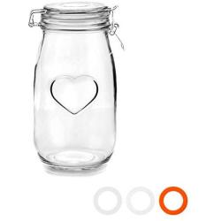 Nicola Spring Heart Design Glass Storage/Food Preserve Jar (1550ml)