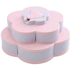 Bloom Rotating Snack Box Flower Design Candy Food Storage Box Jewelry Organizer 10-Compartment - BPA Free - Freezer and Dishwasher Safe????? (Pink)