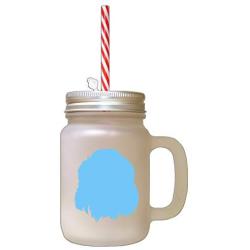 Light Blue Welsh Springer Spaniel Silhouette Frosted Glass Mason Jar With Straw