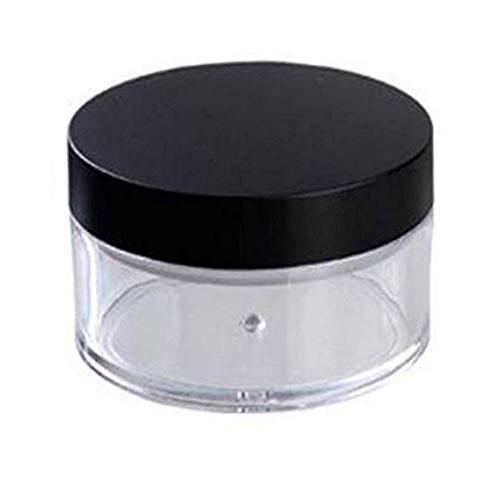 1Set 60ml 2oz Empty Clear Make-up Powder Puff Case Loose Powder Box Face Powder Blusher Container Jars With Sponge Puff Black Lid Sifter For Foundation Cosmetic