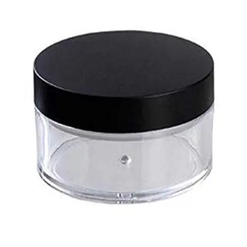 1Set 60ml 2oz Empty Clear Make-up Powder Puff Case Loose Powder Box Face Powder Blusher Container Jars With Sponge Puff Black Lid Sifter For Foundation Cosmetic