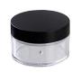 1Set 60ml 2oz Empty Clear Make-up Powder Puff Case Loose Powder Box Face Powder Blusher Container Jars With Sponge Puff Black Lid Sifter For Foundation Cosmetic