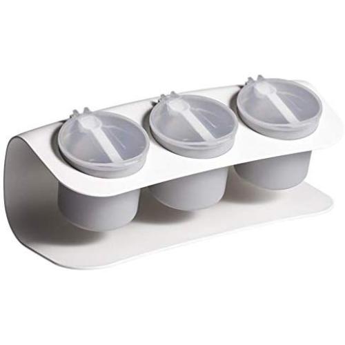 UPKOCH Kitchen Seasoning Storage Box Set Multi Function Clamshell Seasoning Rack Spice Salt Sugar Pot Condiment Container Jar Tray With Lid And Spoon (White)