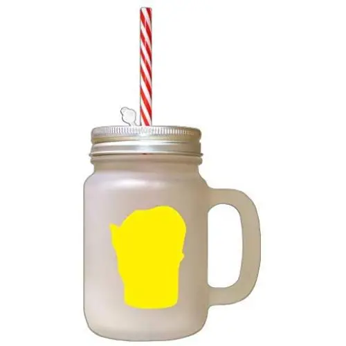 Gelber Tonkiniser Katzenkopf Silhouetten Nr. 1 mit Frostglas Mason Jar und Strohhalme