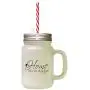 Black Home Where Our Story Begins Frosted Glass Mason Jar With Straw