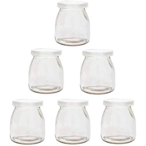 Cedmon Yoghurt Jars pudding Jar with Lid (7oz) 1set (6jars) Replacement Glass Jars for Yogurt Maker