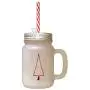 Maroon Christmas Tree Style 1 Frosted Glass Mason Jar With Straw Maroon Christmas Tree Style 1 Frosted Glass Mason Jar With Straw