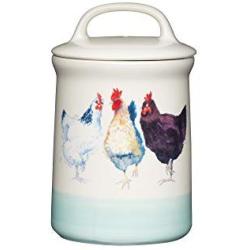 Kitchen Craft Apple Farm Hand-Finished Hazel Hen Ceramic Airtight Storage Jar, 10.5 x 17.5 cm (4" x 7") - Cream/Green