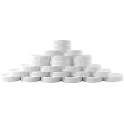 Regular Mouth Plastic Mason Jar Lids, Unlined (24-Pack); Standard Size 70-450 White Plastic Caps for Mason Jars