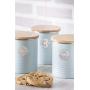 Typhoon Living Airtight Tea, Coffee and Sugar Storage Canister with Bamboo Lid, Set of 3, 1 Litre, Blue