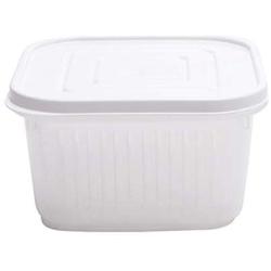 Efaster Square Drain Sealed Box,Ginger Garlic Onion Food Container,Vegetable Fruit Dryer Quick Dry Design,Kitchen Salad Spinner Dryer,Refrigerator Storage Box Screw Cover Kitchen Organizer (White)