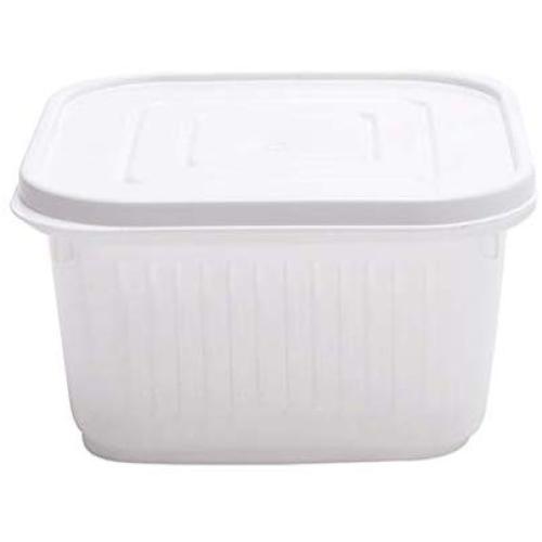 Lanhui Square Drain Sealed Box Storage Ginger Garlic Onion Food Container Refrigerator (13.5x13.5x7.5cm, White)