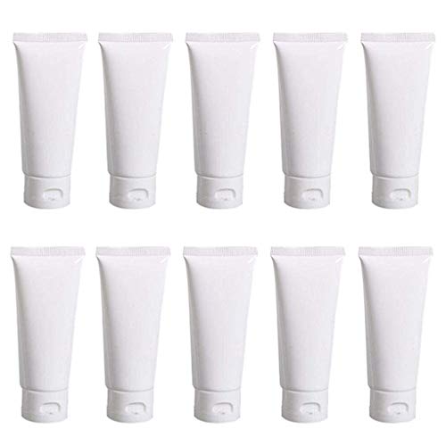 20Pcs 50ml/1.7oz Empty Refillable Plastic Squeezable Facial Cleanser Bottle Cosmetic Soft Tube Bottle Container Sample Packaging Vials with Flip Cap For Travel Lotion Shower Gel Shampoo Toiletries