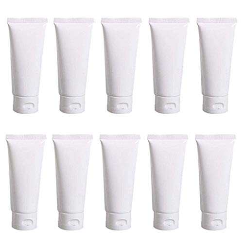 20Pcs 50ml/1.7oz Empty Refillable Plastic Squeezable Facial Cleanser Bottle Cosmetic Soft Tube Bottle Container Sample Packaging Vials with Flip Cap For Travel Lotion Shower Gel Shampoo Toiletries