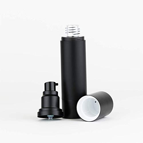 (2 Pack) 50ml Matte Black Airless Pump Bottle Luxury Container - Refillable Cosmetic Dispenser