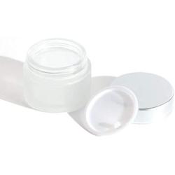 3Pcs 5 ml 1/6 oz Frosted Clear Glass Jars with Inner Liner and Silver Lid Empty Refillable Cosmetic Jars Container Portable Travel Sample Packing Bottles for Cream Lip Balm Lotion Storage