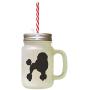 Black Poodle Silhouette Frosted Glass Mason Jar With Straw