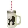 Black Poodle Silhouette Frosted Glass Mason Jar With Straw Black Poodle Silhouette Frosted Glass Mason Jar With Straw