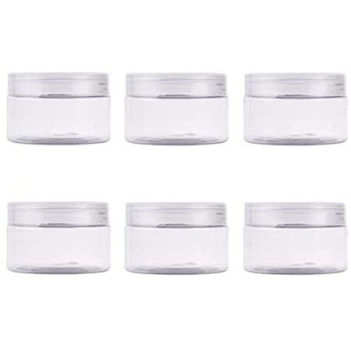 100G/3.3 Oz Jars PET Plastic Empty Cosmetic Containers Cases Cream Lotion Box Ointments Bottle Food Bottle Makeup Pot Jar Pack of 6Pcs