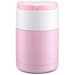 Thermos Stainless Food Flask,Leakproof Vacuum Insulated Food Containers,One-click Exhaust Food Flask (Color : Pink, Size : 1000ML)