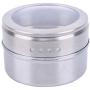 vivaBKK Magnetic Stainless Steel Spice Pot Herb Seasoning Jar Storage Kitchen Transparent Lid Tins Set of 12 pcs
