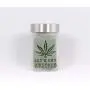 Dünnes Glasbehälter mit Blatt Cannabis und 