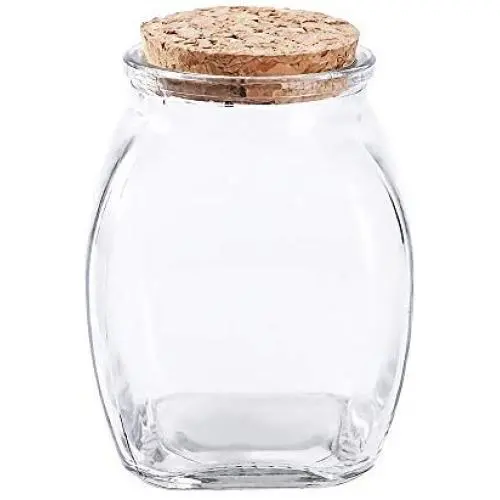 Clear Glass Candy Jar Set - 2 Pcs Small Cookie Container with Lid Tea Storage Canisters (250 ML/68.5 OZ)