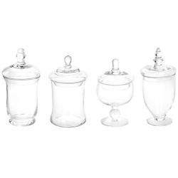 Jars Set of 4 Clear Glass Apothecary Jars/Candy Buffet Containers with Lids Give as a gift AN2173