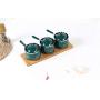 Mini Spice Jars Ceramic emerald seasoning jar three-piece European condiment bottle combination set