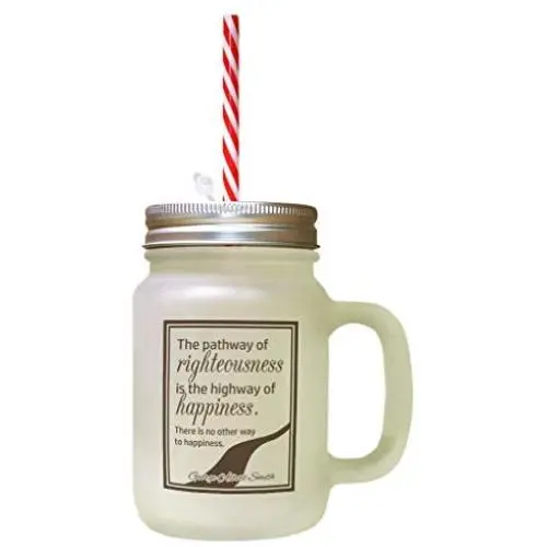 Brown Pathway Righteousness Highway Happiness Frosted Glass Mason Jar With Straw Brown Pathway Righteousness Highway Happiness Frosted Glass Mason Jar With Straw