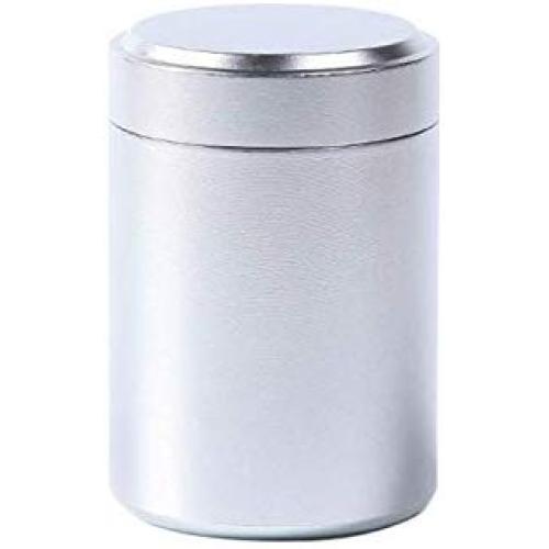 Tea Caddy Mini Aluminum Storage Boxes Sealed Coffee Cans Tea Portable Container Travel Tea Caddy Organize Storage Bottles Jars,Silver,