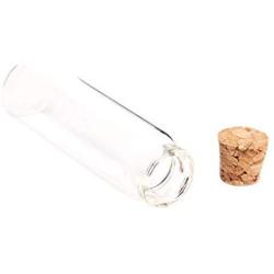 2Pcs 18ML Glass Bottle Mini Wishing Bottle Empty Sample Storage Bottles Jars with Cork Stoppers - Transparent