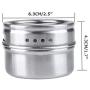 JedaJeda Set of 4pc Magnetic Spice Jars Tin Stainless Steel Storage Container Clear Lid
