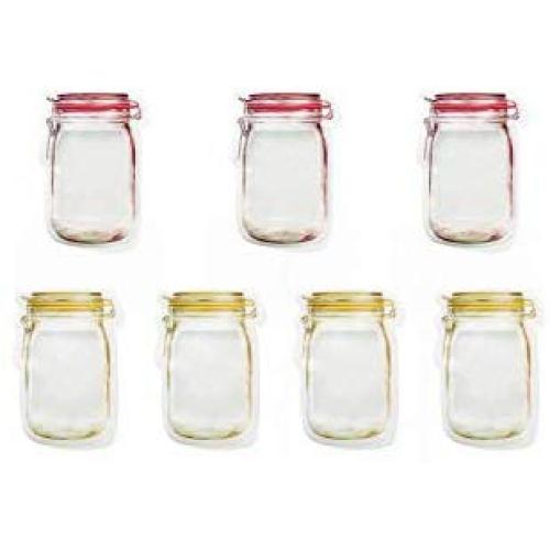 7Pcs/lot Jar Zipper Bags Fridge Freezing Food Storage Bag Reusable Snack Sandwich Travel Bags Seal Food Saver,as picture