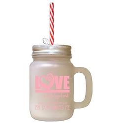 Soft Pink Love Four Legged Word Many Not Perfect But Dog Loves Frosted Glass Mason Jar With Straw