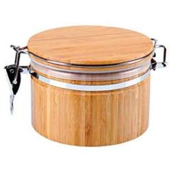 Food Tank Kitchen Tea Cans Nuts Storage Jar Sealed Grains Bamboo Container Spice Round Lid,S