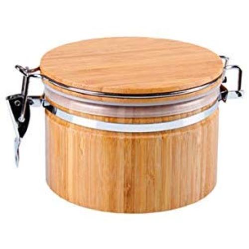 Food Tank Kitchen Tea Cans Nuts Storage Jar Sealed Grains Bamboo Container Spice Round Lid,S