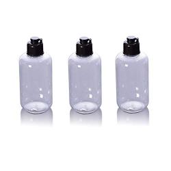 3PCS 200ml/6.8oz Empty Refillable Clear Plastic Flip Cap Bottle Jars Cosmetic Container Vial Pot Holder for Makeup Emollient Water Hydrolat Toner Floral Water Lotion Shower Gel Shampoo Toiletries