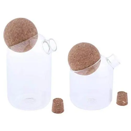 2 Stück Lebensmittel-Aufbewahrungsbehälter, Glas Küchenbehälter, klare Transparente Kaffeetassen mit Korkstopfen, 500ml / 800ml