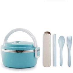 Thermos Food Jar Multi-storey Thermos Stainless Food Flask With Tableware,Leakproof Insulated Food Containers (Color : Blue, Size : 700ML)