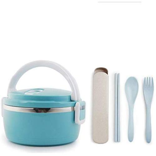 Thermos Food Jar Multi-storey Thermos Stainless Food Flask With Tableware,Leakproof Insulated Food Containers (Color : Blue, Size : 700ML)