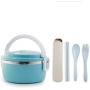 Thermos Food Jar Multi-storey Thermos Stainless Food Flask With Tableware,Leakproof Insulated Food Containers (Color : Blue, Size : 700ML)