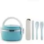 Thermos Food Jar Multi-storey Thermos Stainless Food Flask With Tableware,Leakproof Insulated Food Containers (Color : Blue, Size : 700ML)