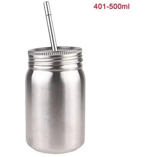 500Ml Stainless Steel Mason Jar Organizer Coffee Tea Storage Cup With Lid Straw Double Walled For Drinking,401 To 500Ml 500Ml Stainless Steel Mason Jar Organizer Coffee Tea Storage Cup With Lid Straw Double Walled For Drinking,401 To 500Ml