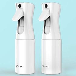 Continuous Spray Water Bottle, WLLIFE Empty Ultra Fine Mist Spray Bottle for Hair, Mister Spray bottle for Curly Hair Hairstyling, Plant Mister Spray Bottle 6oz-2 Pack