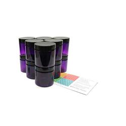 Purple 2 oz PET Round Plastic Jars with Black Smooth Lids, and 1 Mini Jar, 12 Pack (P2BMJ12)