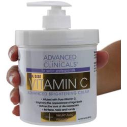 Advanced Clinicals Vitamin C Cream. Advanced Brightening Cream. Anti-aging cream for age spots, dark spots on face, hands, body. (16oz)